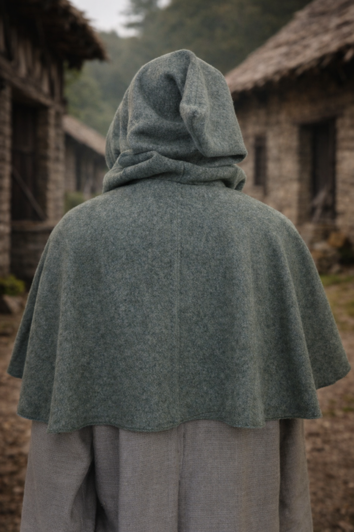 couture d'idées capuchon gris grande capuche tombante laine dos